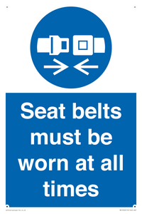 Seat belts must be worn at all times